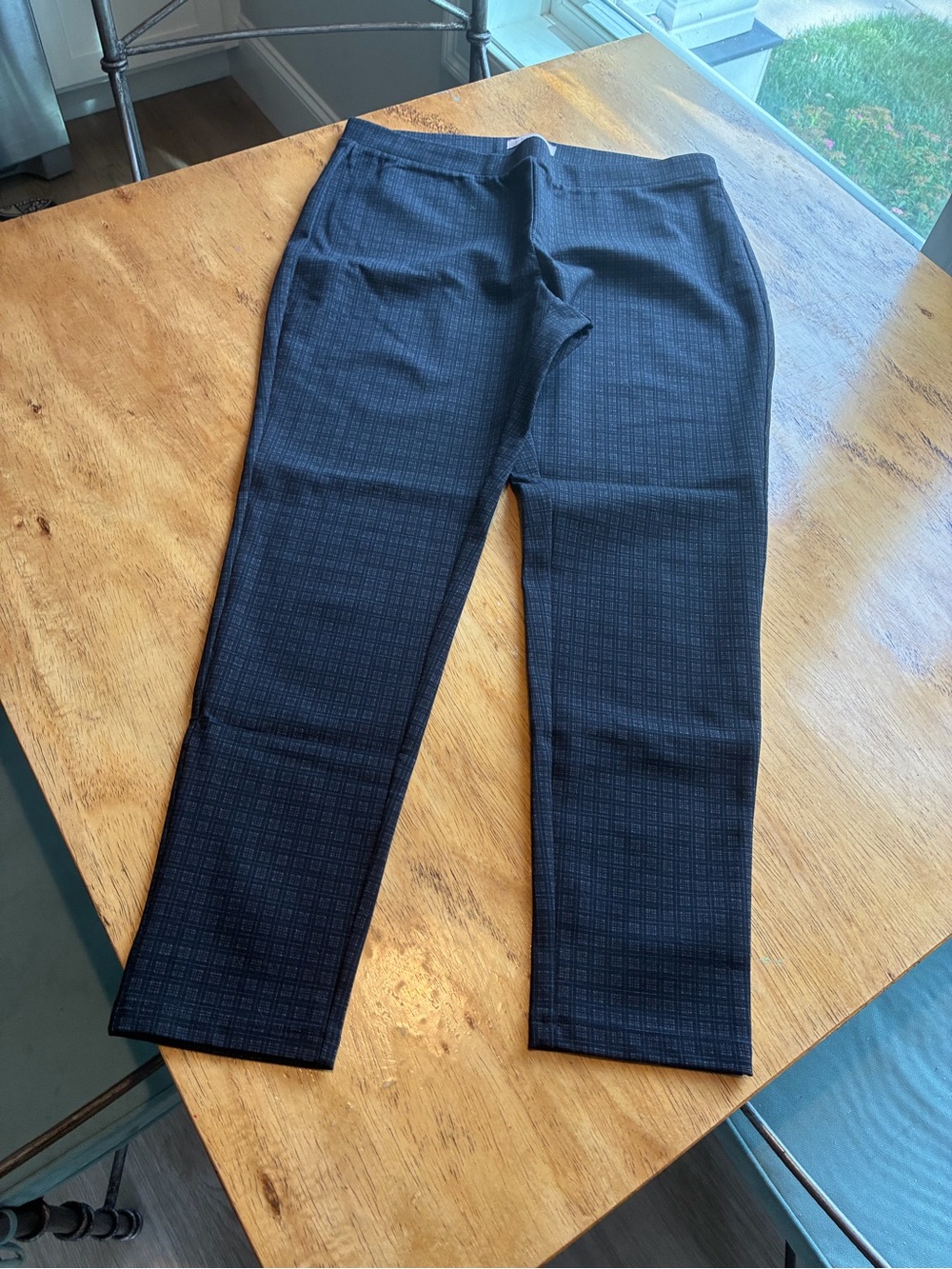 Philosophy Women’s Navy Plaid Dress Pants with Subtle Grid
